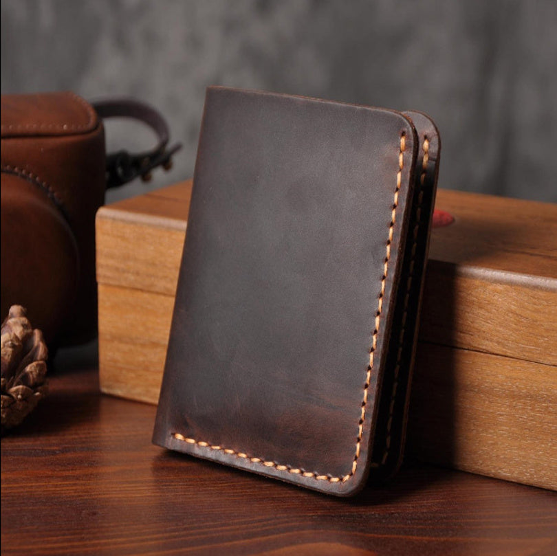 Vintage Crazy Horse Leather Short Wallet