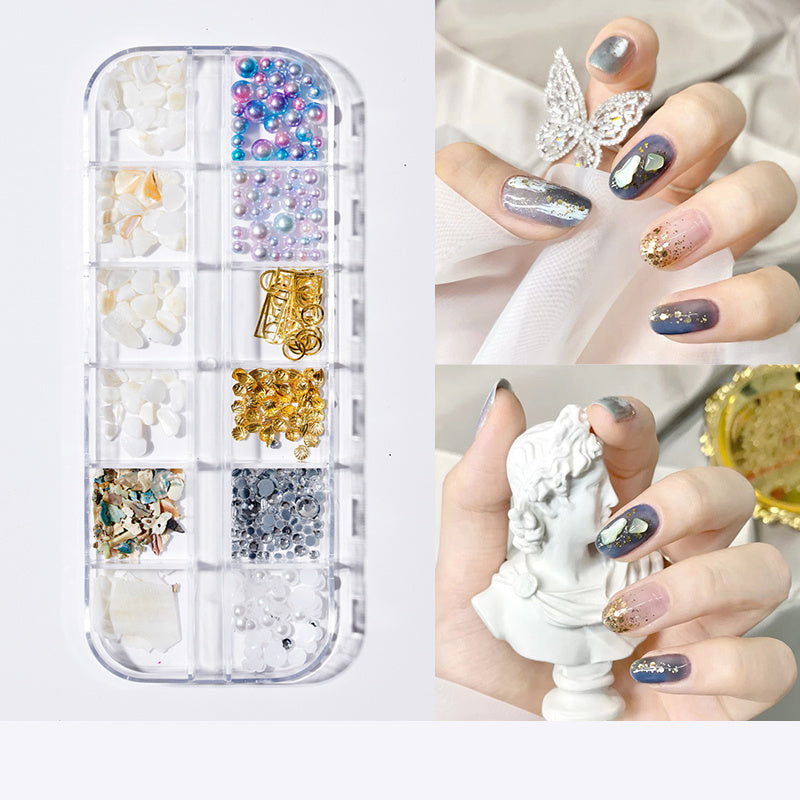 Nagelpflaster mit Perlen und Schmetterlingen, Nagelkunst-Schmuckset