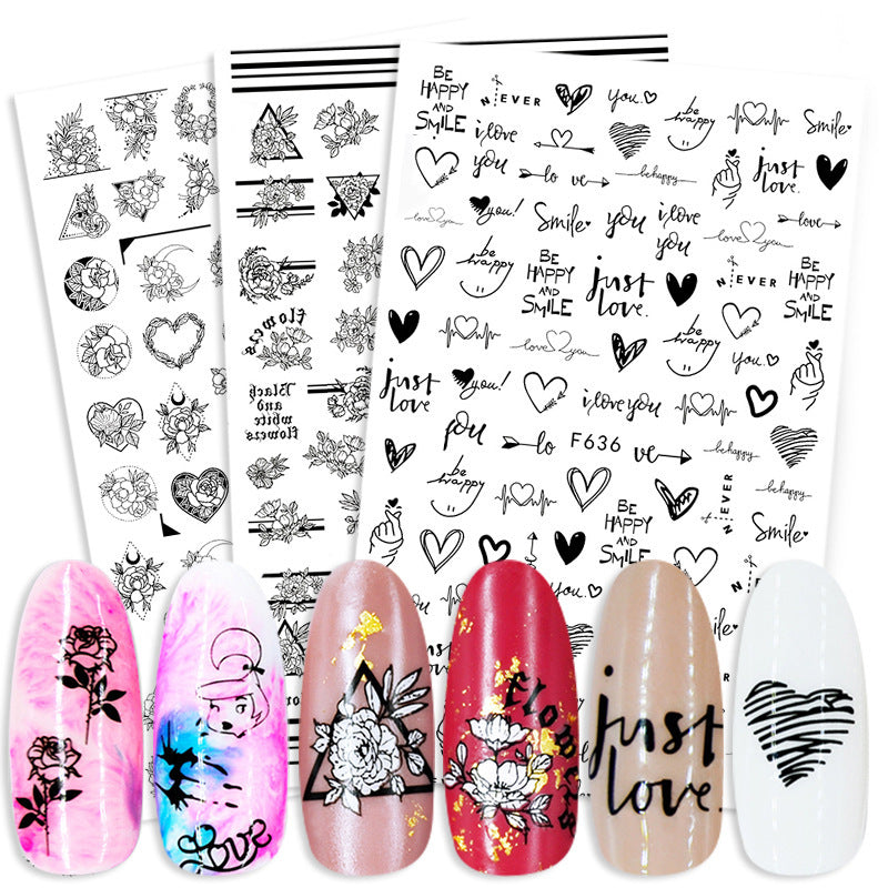 Sommer Blumen und Liebe Adhesive Aufkleber Nail art Aufkleber Außenhandel Nagel Aufkleber Nail art Decals