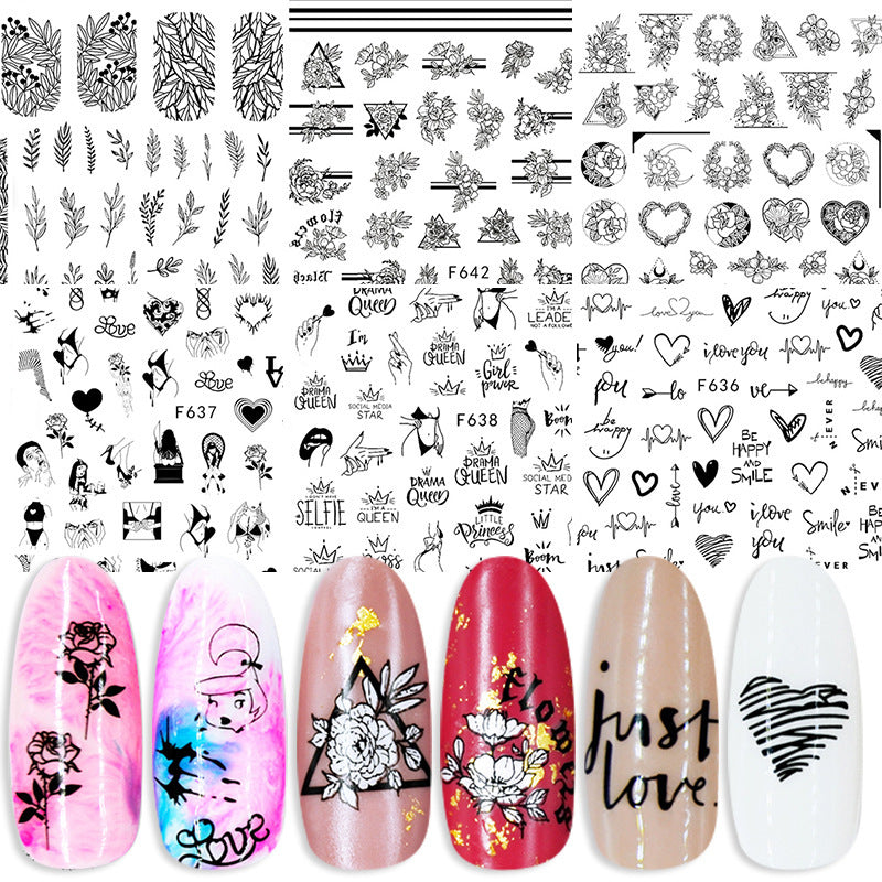 Sommer Blumen und Liebe Adhesive Aufkleber Nail art Aufkleber Außenhandel Nagel Aufkleber Nail art Decals