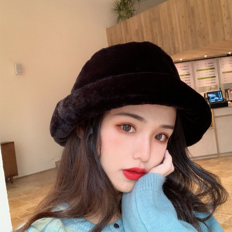 Fisherman Hat Female Autumn And Winter All Match Winter Plush Hat