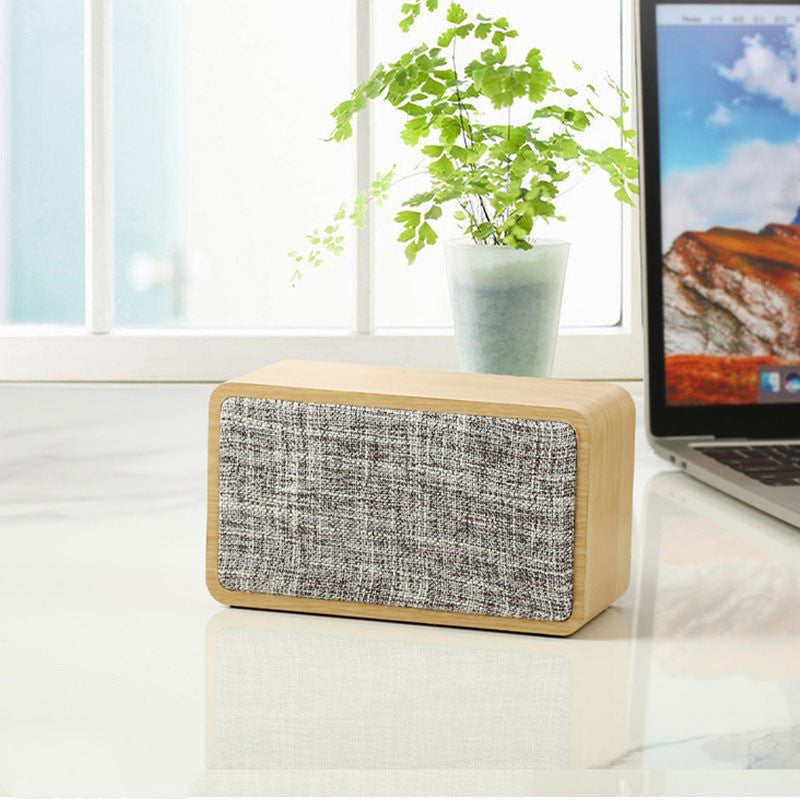 Wooden Fabric Bluetooth Speaker Retro Card Desktop Audio