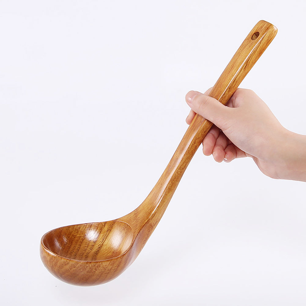 Japanese Style Soup Spoon Large Medium Straight Long Handle Wooden Spoon