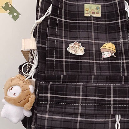 Japanese Plaid Rucksack Mori Literature and Art Backpack