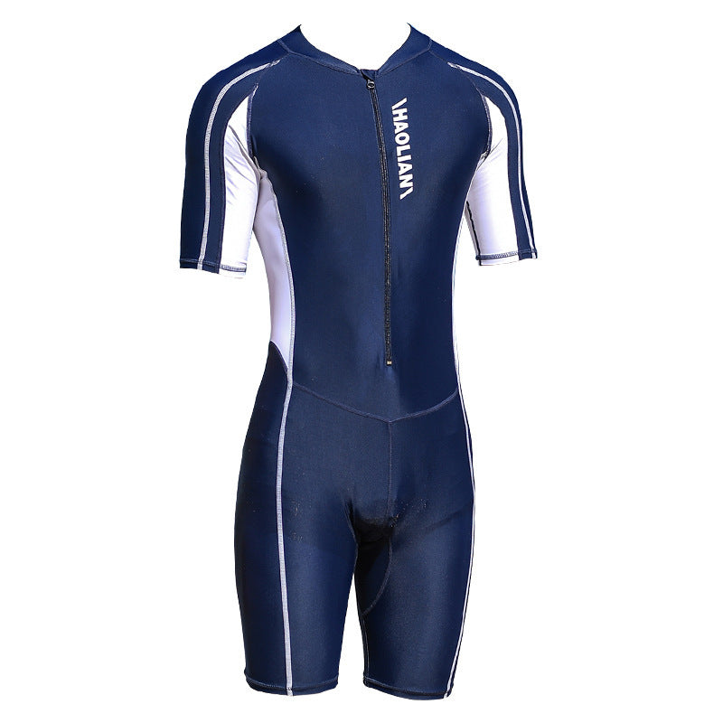 One-Piece Swimsuit Short-Sleeved Five-Point Sports Surfing Suit Men