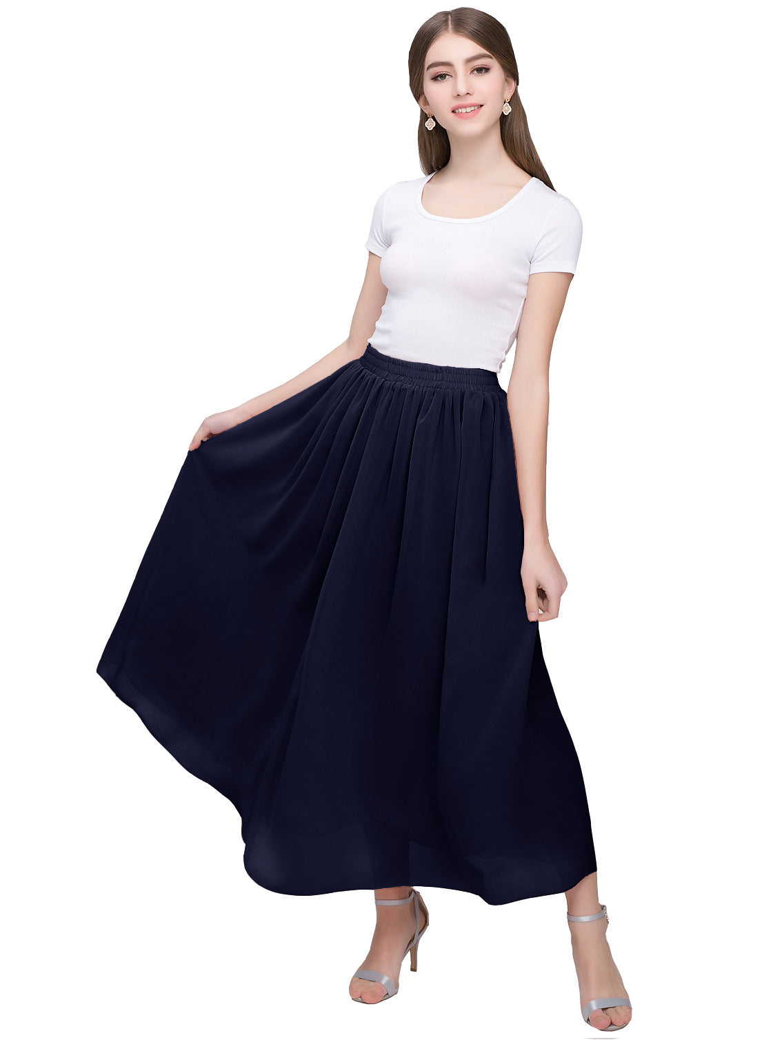 Large Swing Solid Color Chiffon Skirt