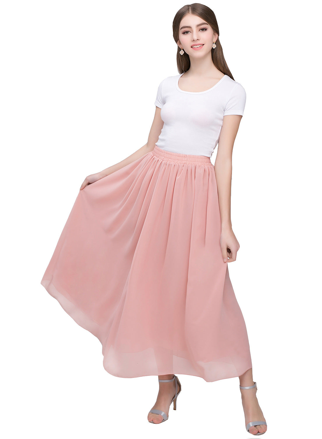 Large Swing Solid Color Chiffon Skirt