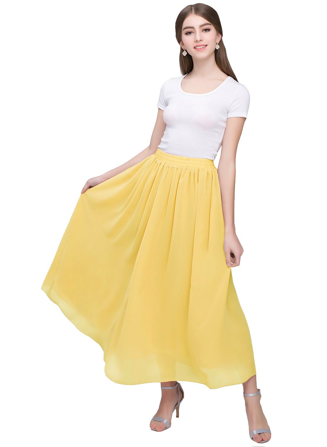 Large Swing Solid Color Chiffon Skirt