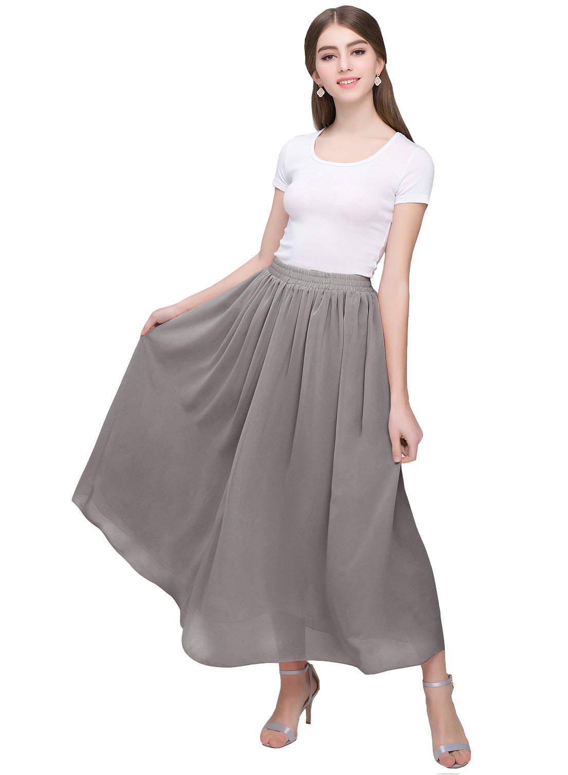 Large Swing Solid Color Chiffon Skirt