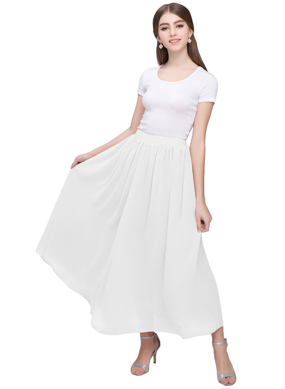 Large Swing Solid Color Chiffon Skirt