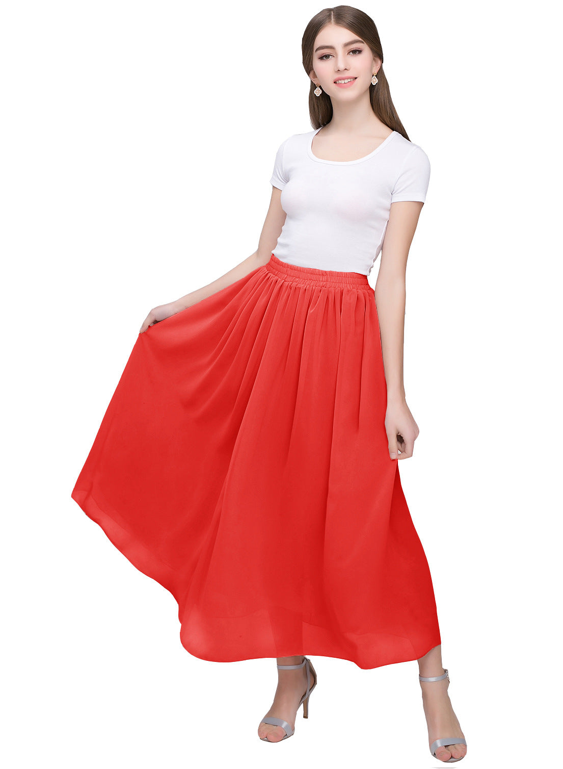 Large Swing Solid Color Chiffon Skirt