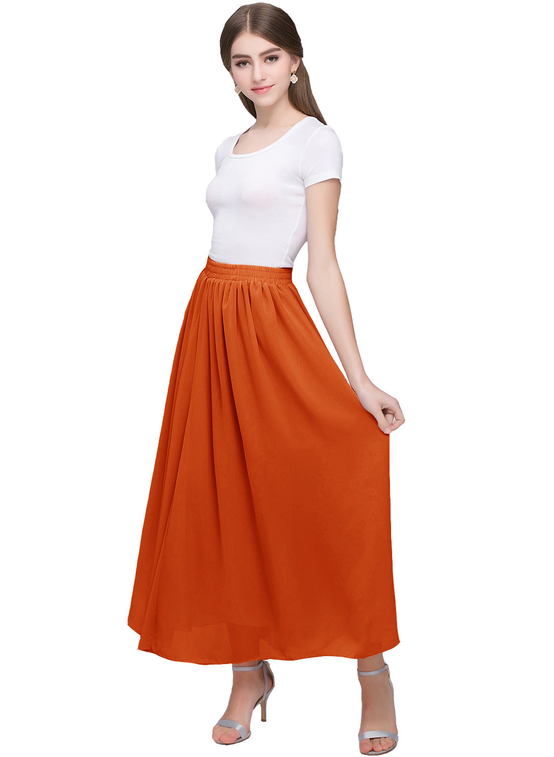 Large Swing Solid Color Chiffon Skirt