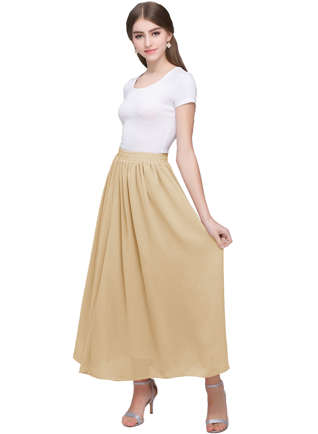 Large Swing Solid Color Chiffon Skirt