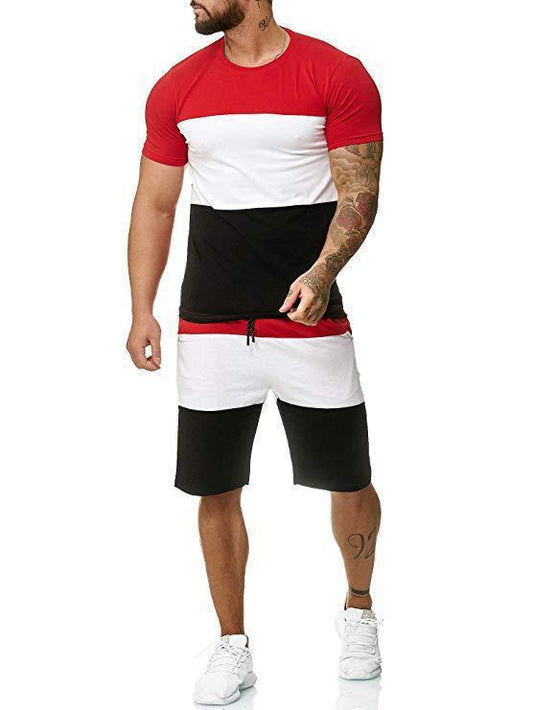 Outdoor Sports and Leisure Color Matching T Sleeve Mens Suit