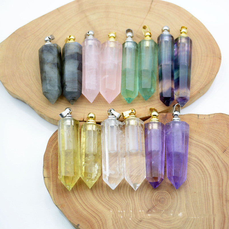 Essence Elysium: Natural Crystal Pendant Perfume Bottle.