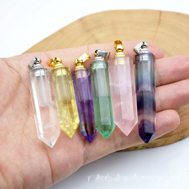 Essence Elysium: Natural Crystal Pendant Perfume Bottle.