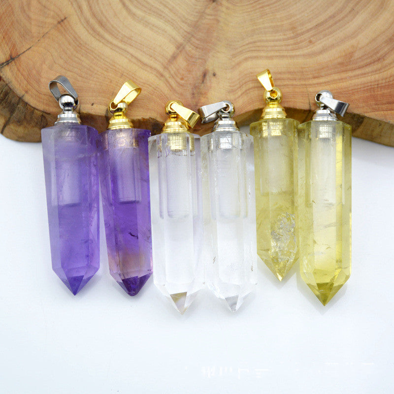 Essence Elysium: Natural Crystal Pendant Perfume Bottle.