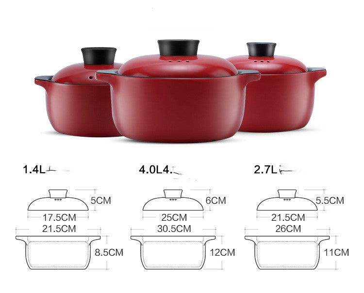 China Red Ceramic Pot Household Health Ceramic Stock Pot Gas High Temperature Resistant Multi-Purpose Casserole Pot Gift Customization