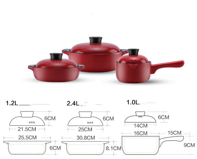 China Red Ceramic Pot Household Health Ceramic Stock Pot Gas High Temperature Resistant Multi-Purpose Casserole Pot Gift Customization