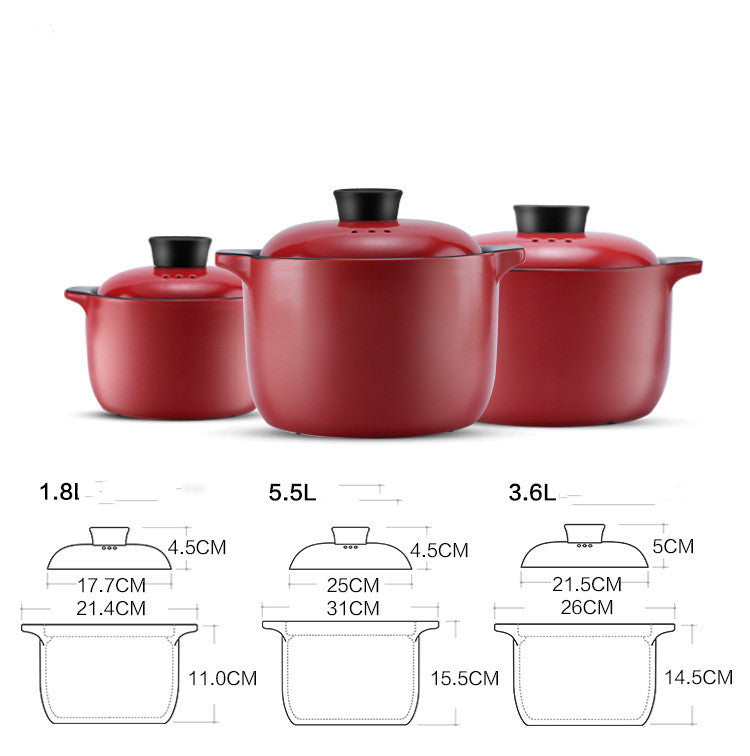 China Red Ceramic Pot Household Health Ceramic Stock Pot Gas High Temperature Resistant Multi-Purpose Casserole Pot Gift Customization