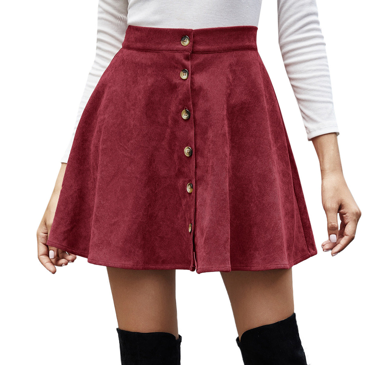 Women's Fashion Retro Corduroy High Waist Skirt