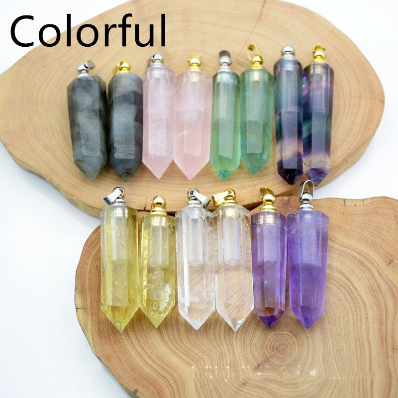 Essence Elysium: Natural Crystal Pendant Perfume Bottle.