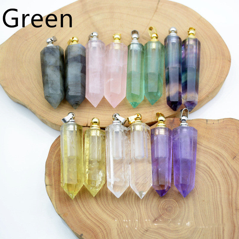 Essence Elysium: Natural Crystal Pendant Perfume Bottle.