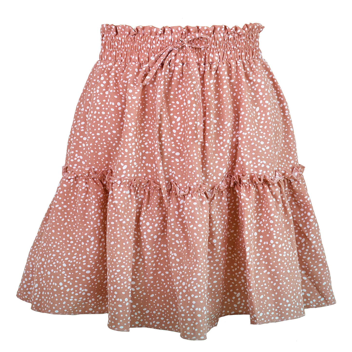 High Waist Polka Dot Ruffle Skirt