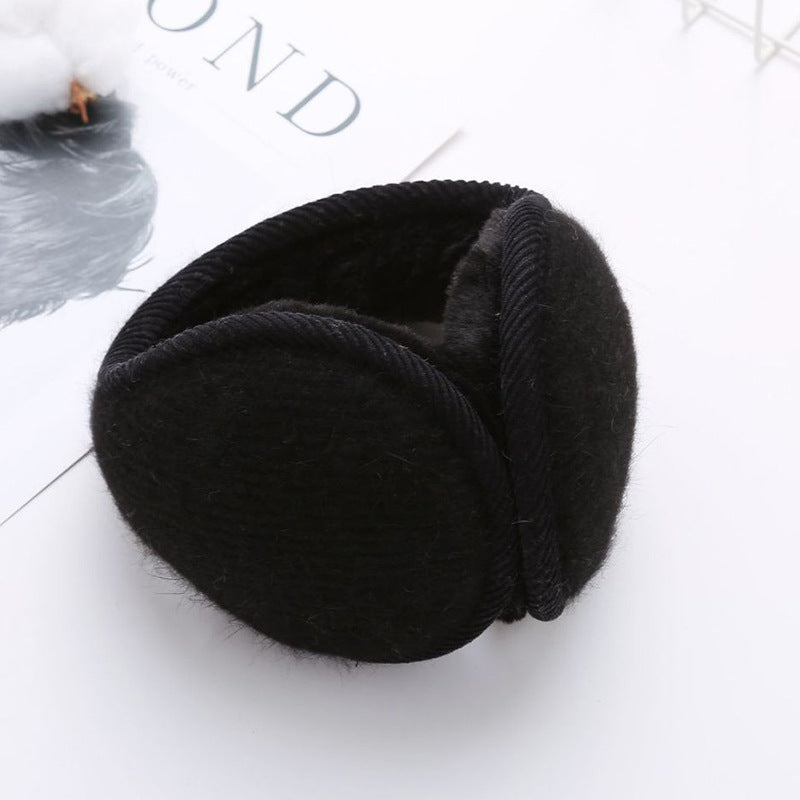 In winter, Men And Women Wear Warm Earmuffs After Cycling