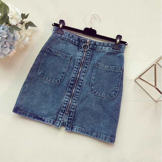 Denim Skirt Female Spring And Summer New Ins High Waist Chic Bag Hip Skirt Half-length Skirt Summer