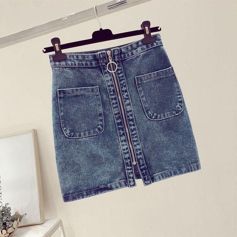 Denim Skirt Female Spring And Summer New Ins High Waist Chic Bag Hip Skirt Half-length Skirt Summer