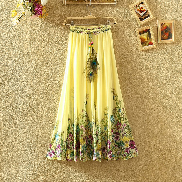 Bohemian Chiffon Print Skirt Floral Fairy Dress Holiday Beach Women's Wear