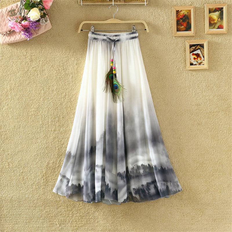 Bohemian Chiffon Print Skirt Floral Fairy Dress Holiday Beach Women's Wear