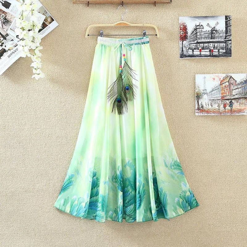 Bohemian Chiffon Print Skirt Floral Fairy Dress Holiday Beach Women's Wear