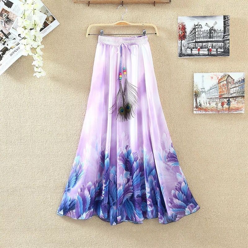 Bohemian Chiffon Print Skirt Floral Fairy Dress Holiday Beach Women's Wear