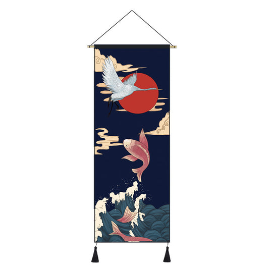 Japanese Style Hanging Painting Crane Lady Ukiyo-E Japanese Landscape Living Room Background Wall Decoration Painting Tatami Bedroom Mural