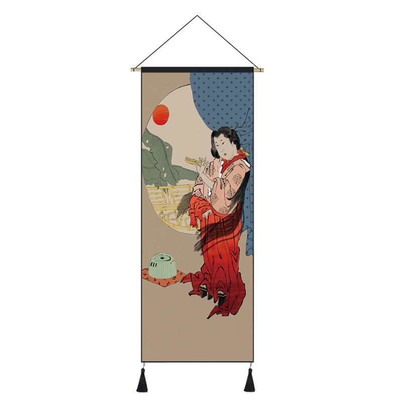 Japanese Style Hanging Painting Crane Lady Ukiyo-E Japanese Landscape Living Room Background Wall Decoration Painting Tatami Bedroom Mural