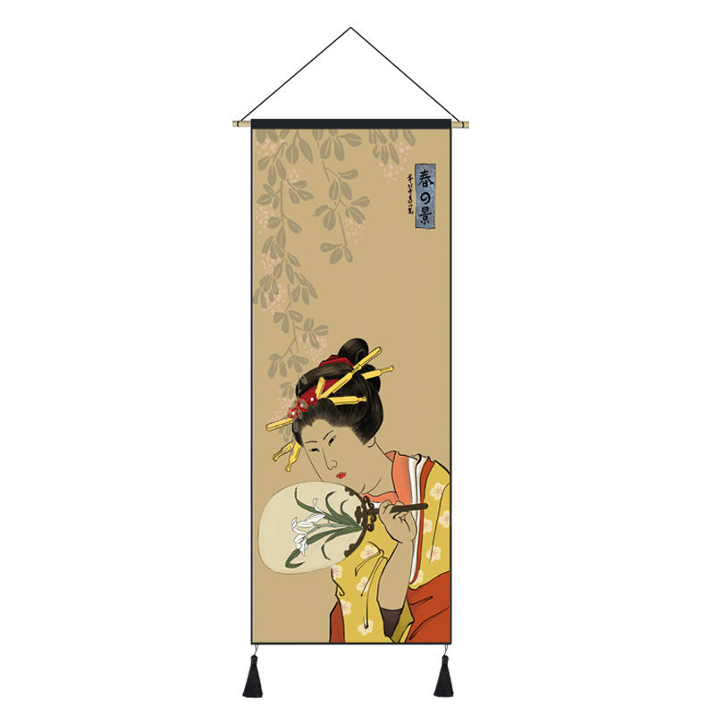 Japanese Style Hanging Painting Crane Lady Ukiyo-E Japanese Landscape Living Room Background Wall Decoration Painting Tatami Bedroom Mural