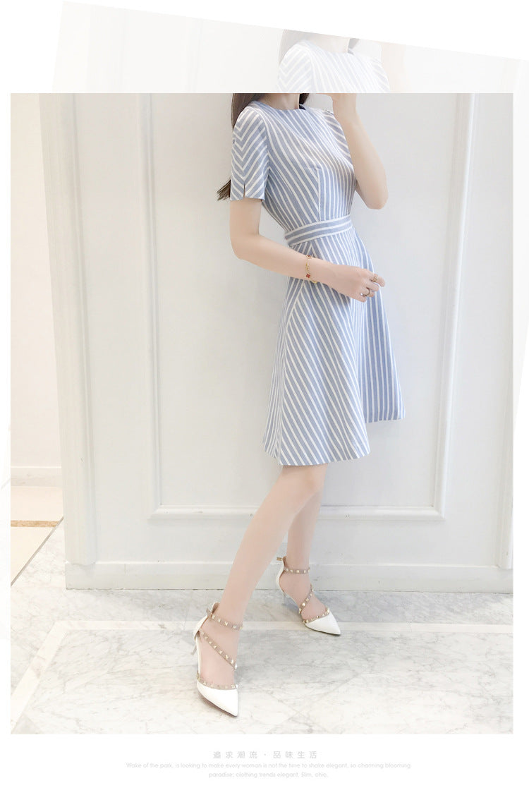 Korean Fashion Style Elegant Striped Slim Skirt