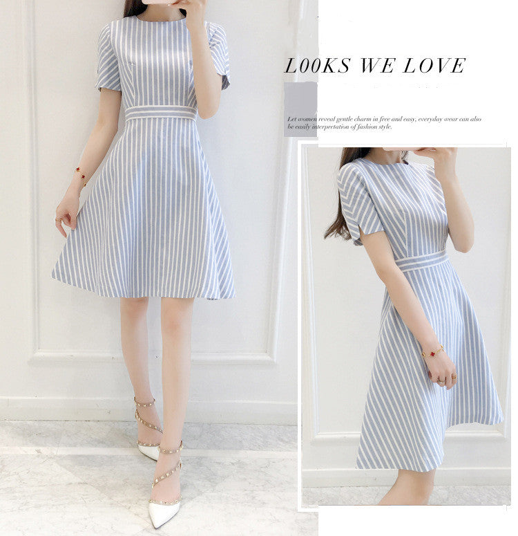 Korean Fashion Style Elegant Striped Slim Skirt