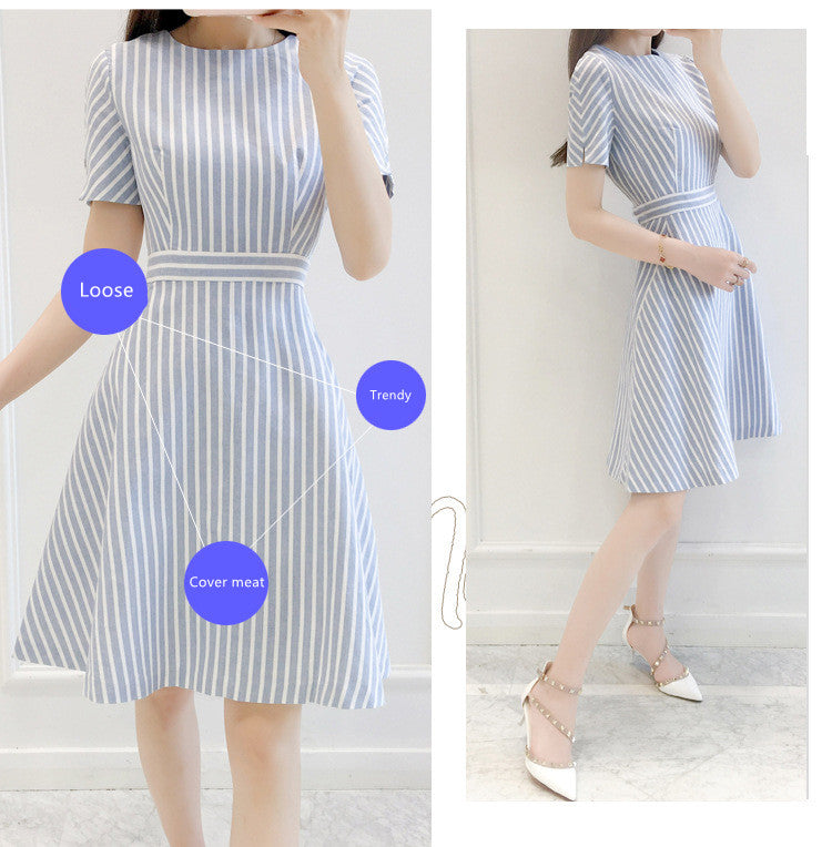 Korean Fashion Style Elegant Striped Slim Skirt