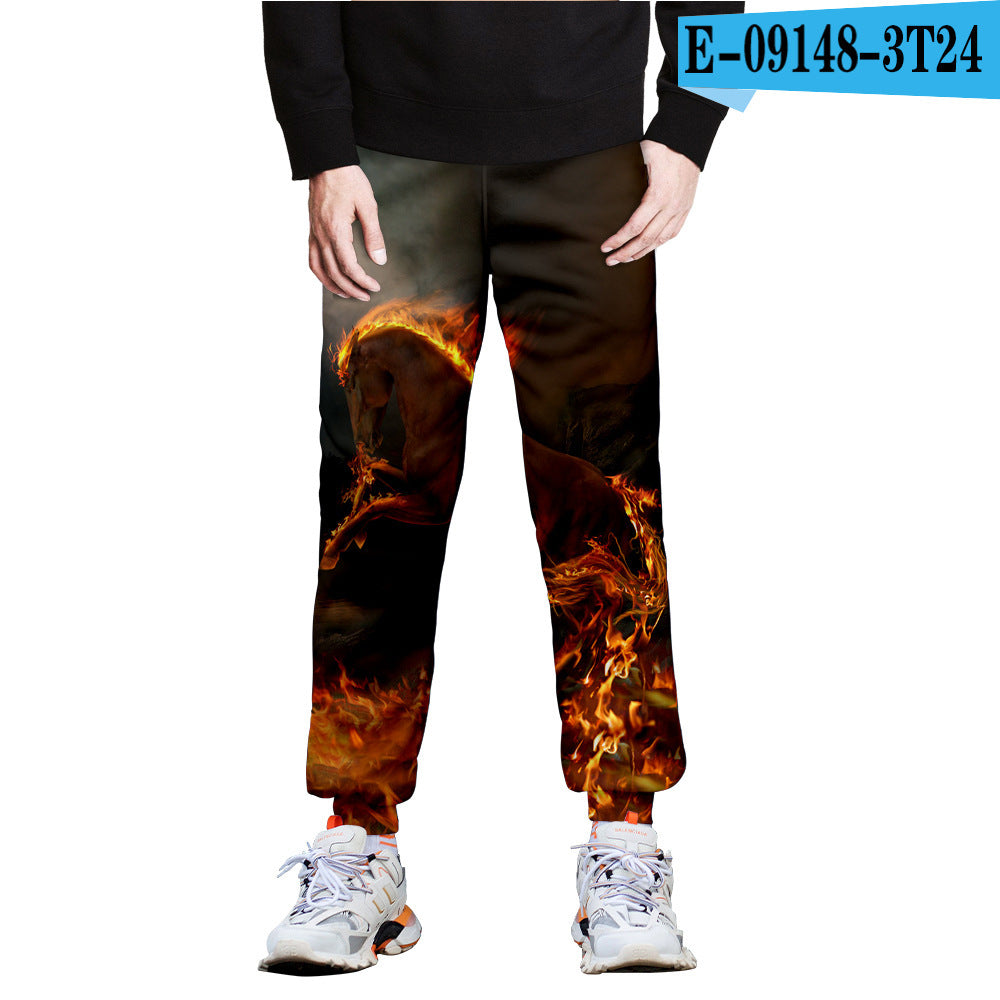 Horse 3D Full-Frame Image Peripheral Digital Printing Fleece Trousers