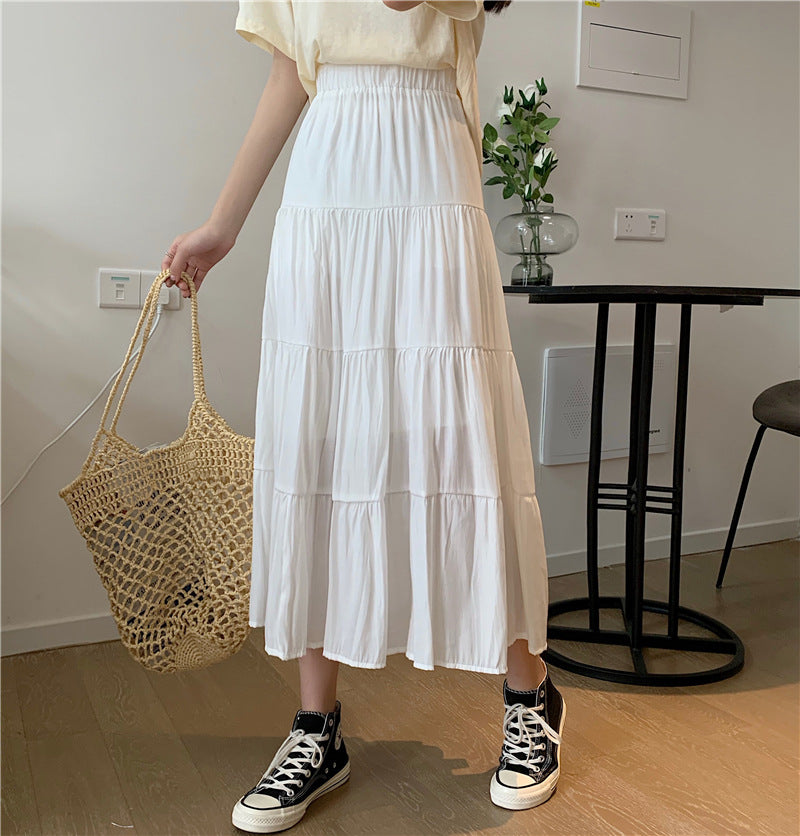 All-match A-line Cake Skirt Mid-length Chiffon Skirt