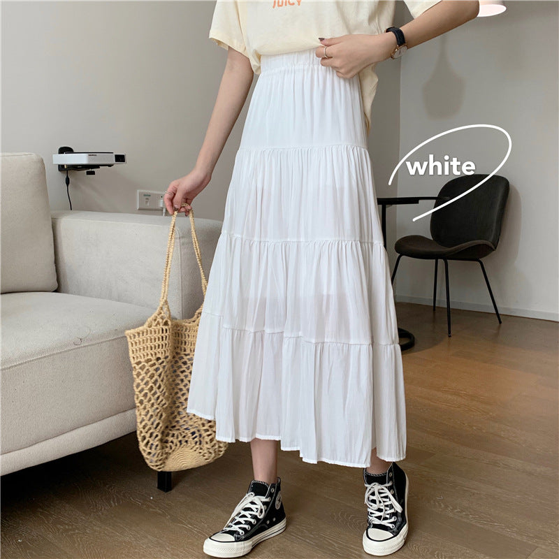 All-match A-line Cake Skirt Mid-length Chiffon Skirt