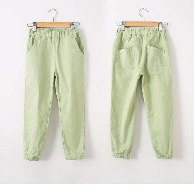 New Spring White Loose-Fitting Trousers Childrens Summer Sports Pants