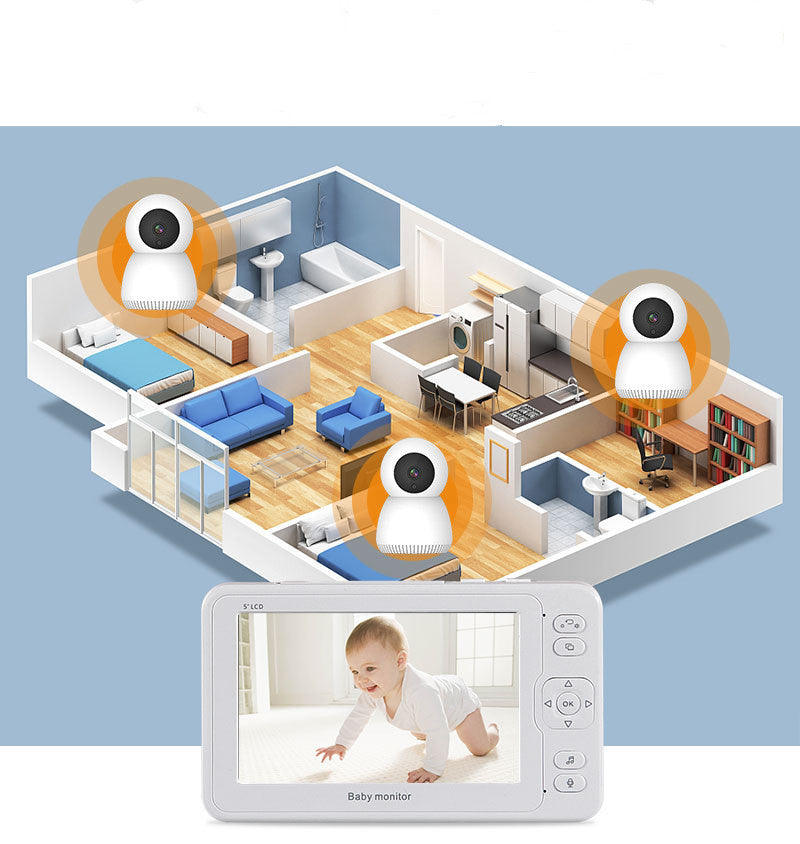 5 Inch Large Screen Baby Monitor Baby Monitor Home 1080P High-Definition Baby Care Device