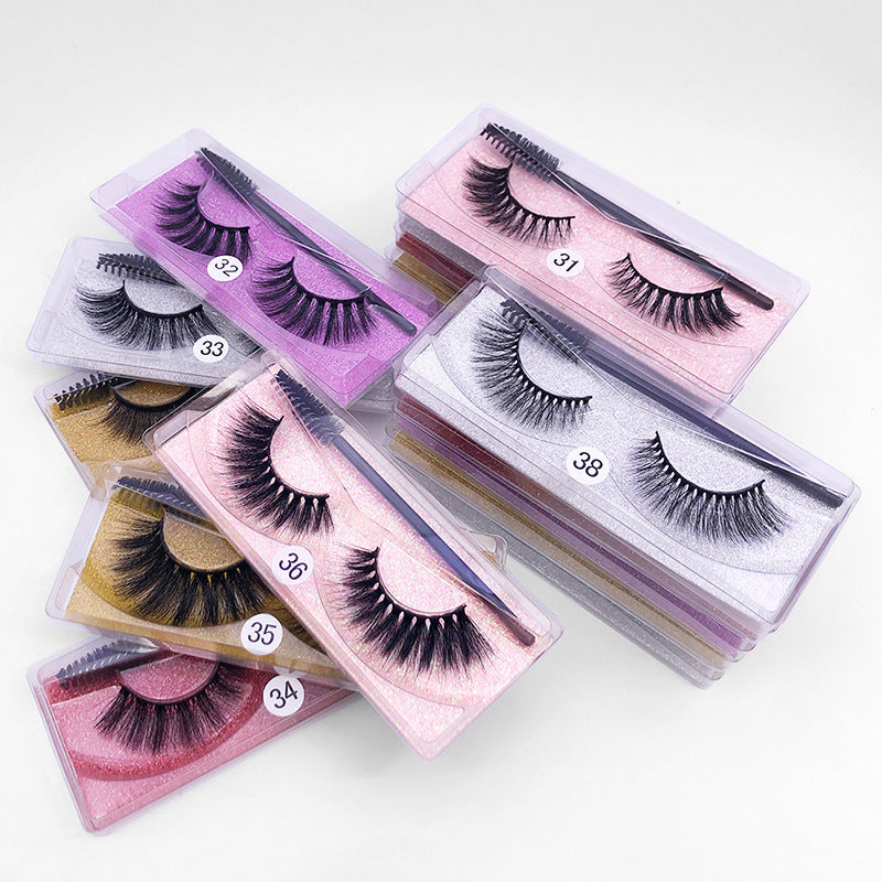 Natural 3D False Eyelashes Brush 1 Pair Set Of Imitation Mink Eyelashes Elongated Eyelashes