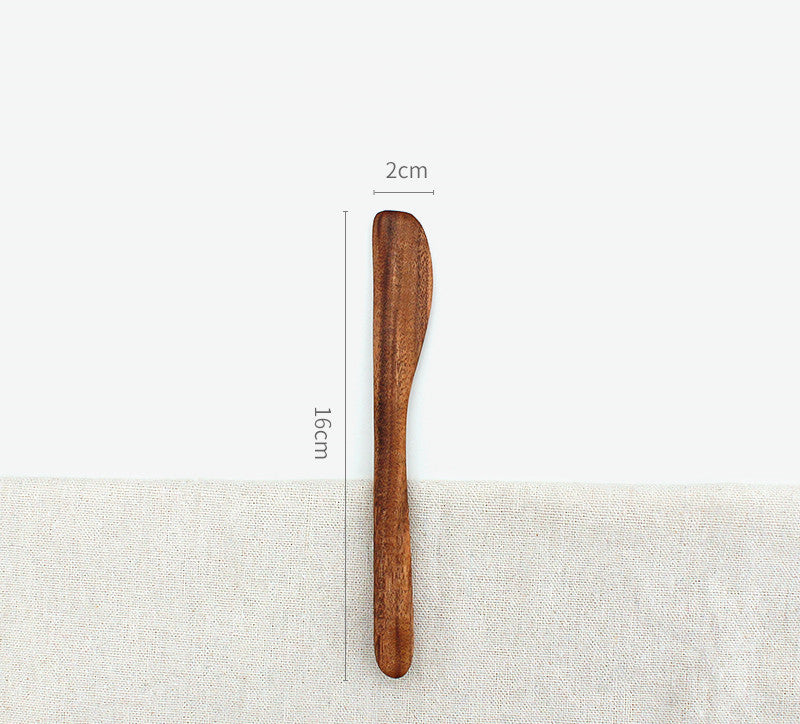 Japanese-style Solid Wood Unpainted Eco-Friendly Teak Wooden Spoon Set - Ideal for Serving Meals, Mixing, and Desserts. Crafted from Natural Teak, Portable and Sustainable Tableware Solution.