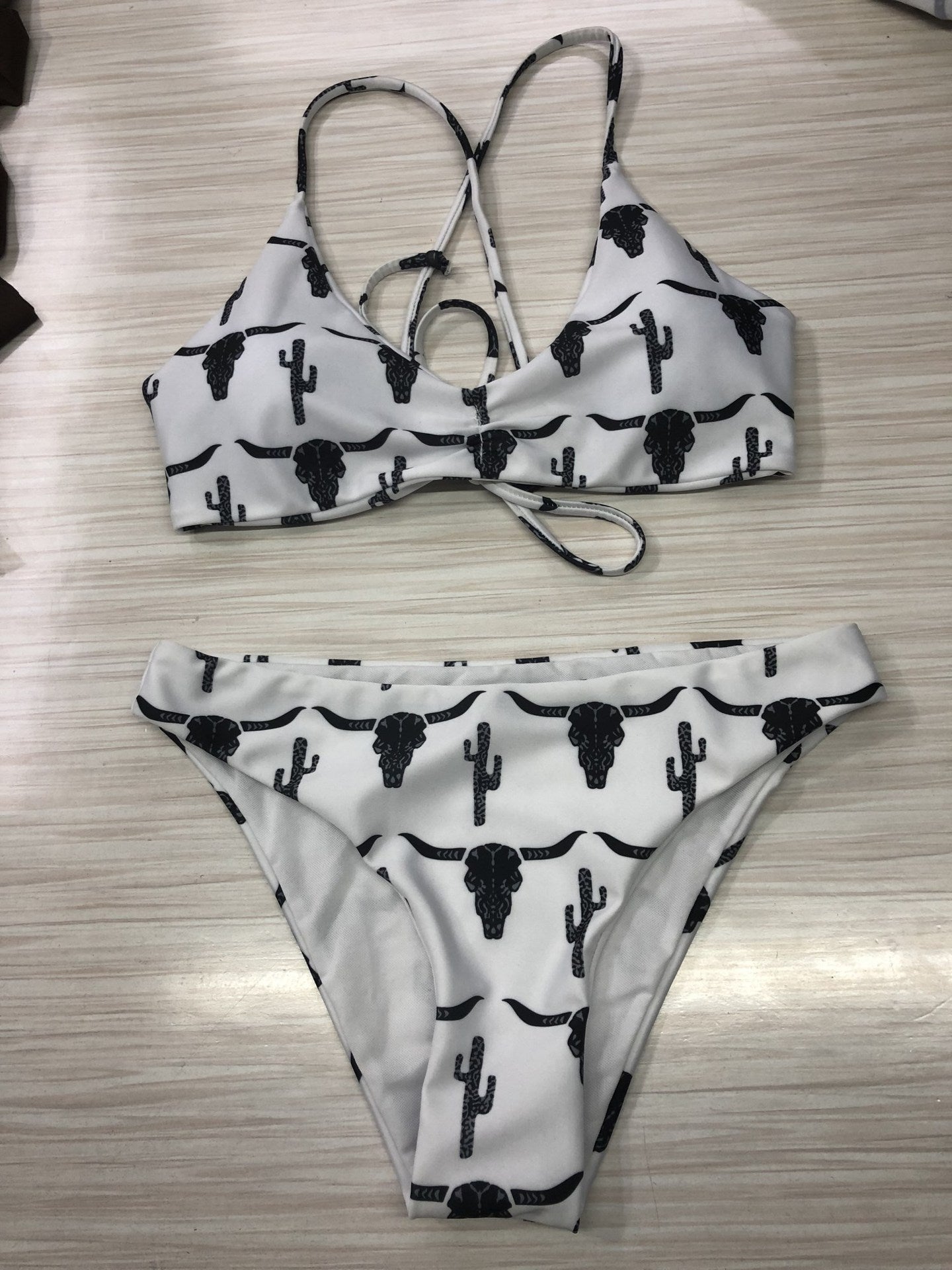 European And American Sexy Bikini Cactus Print Bikini Swimsuit