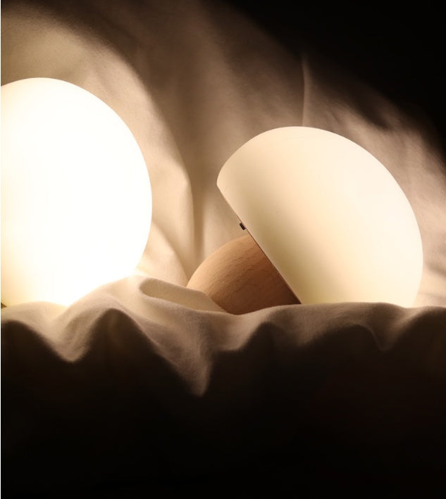 Silicone LED Night Lamp Brightness Adjustable Mushroom Pat Switch Wooden Base Timing LED Night Light For Children's Gift